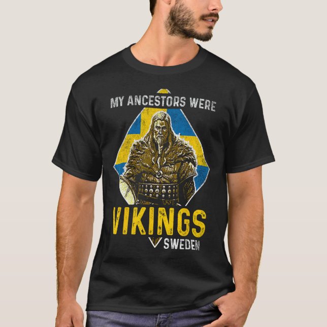 Camiseta Mis Ancestros Eran Vikings Bandera Sueca De Suecia (Anverso)