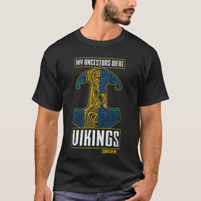 Camiseta Mis Ancestros Eran Vikings Suecia Bandera Sueca Mj (Anverso)