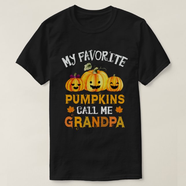 Camiseta Mis calabazas favoritas me llaman Abuelo Halloween (Diseño del anverso)