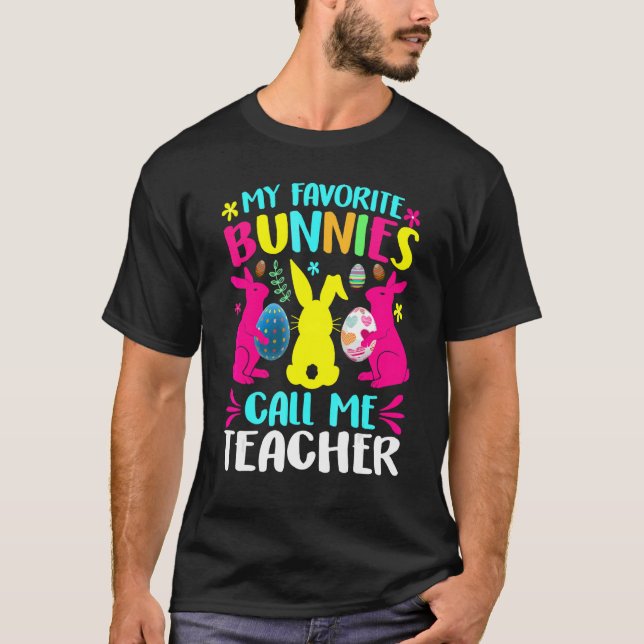 Camiseta Mis Conejitos Favoritos Me Llaman Maestra Conejo C (Anverso)