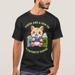Camiseta Mis cosas favoritas Gamer Cat Gaming Matcha helado
