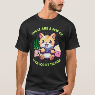 Camiseta Mis cosas favoritas gatos cupcakes plantas videoju
