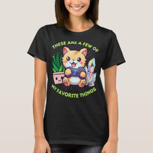 Camiseta Mis cosas favoritas gatos plantas juegos y cristal