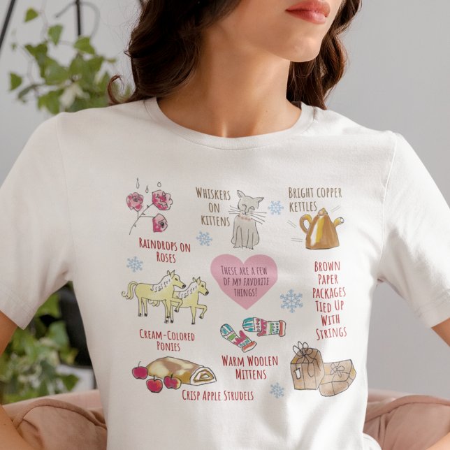 Camiseta Mis cosas favoritas son el sonido de la música dib (This cute hand-illustrated My Favorite Things top works for Christmas or Valentine's Day.)