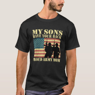 Camiseta Mis Dos Hijos Tienen A Su Madre Del Ejército Orgul