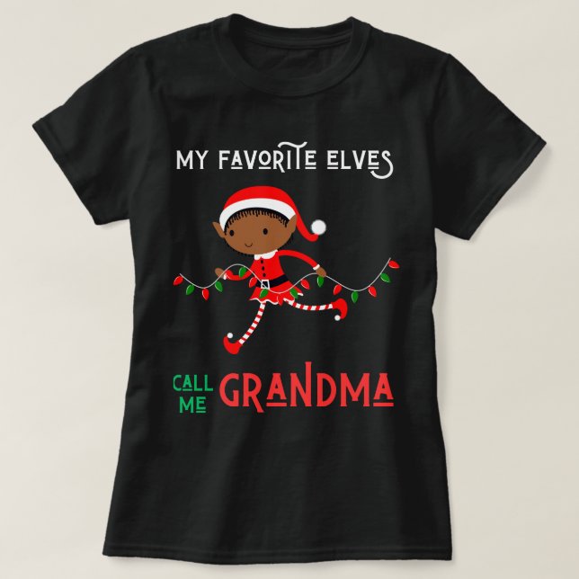 Camiseta Mis elfos favoritos me llaman abuela Nana Mimi Xma (Diseño del anverso)