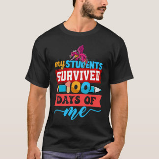 Camiseta Mis estudiantes sobrevivieron 100 días de mi Dinos