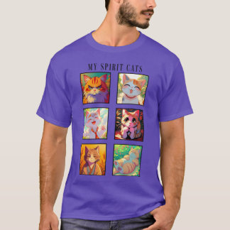 Camiseta Mis gatos espirituales divertida familia de anime