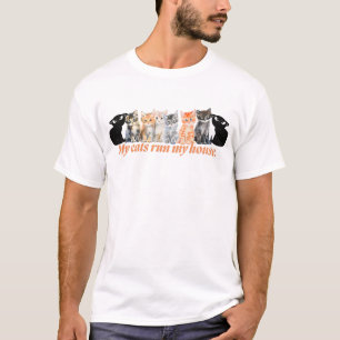 Camiseta Mis gatos mandan en mi casa - Diseño divertido de
