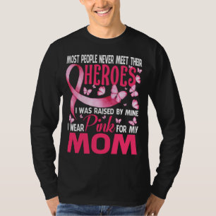 Camiseta Mis Héroes Llevo El Rosa Por Mi Mamá Cáncer De Mam