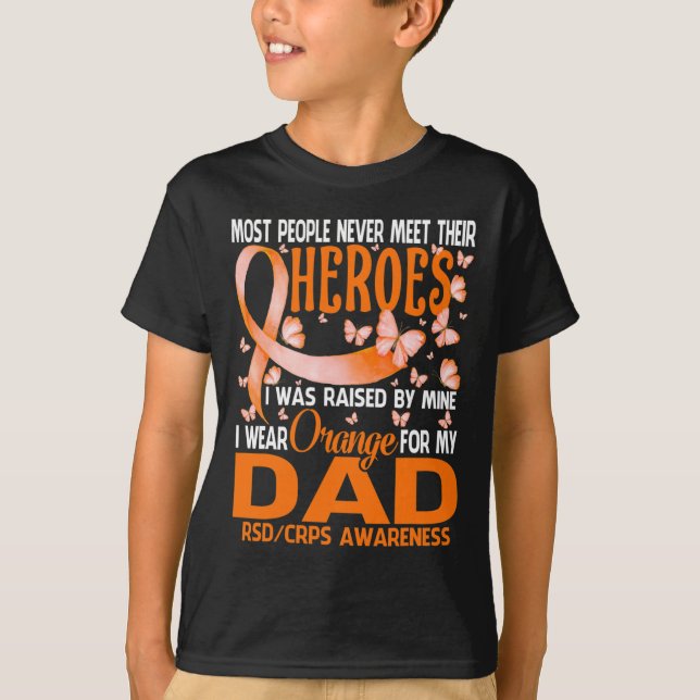Camiseta Mis Héroes Llevo Naranja Para Mi Papá Rsd Crps Awa (Anverso)
