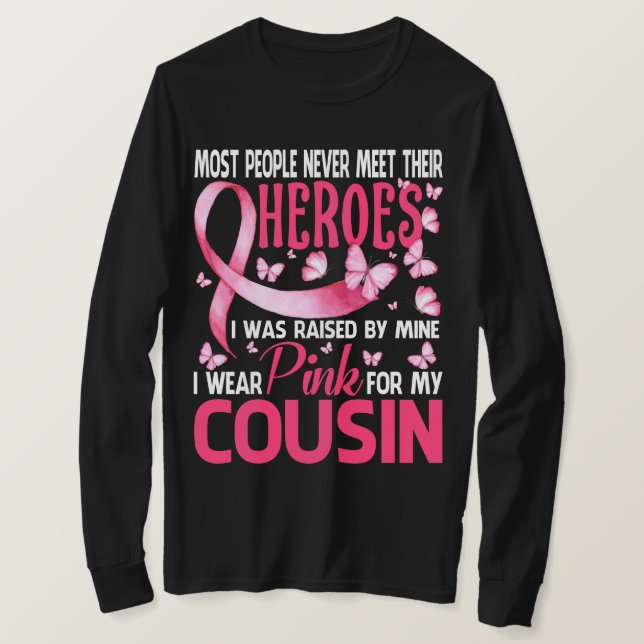 Camiseta Mis Héroes Llevo Pink Para Mi Cáncer De Mama. (Anverso del diseño)
