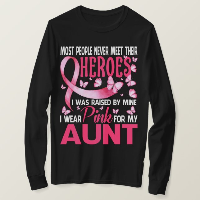 Camiseta Mis Héroes Llevo Pink Por Mi Tía Cáncer De Mama (Anverso del diseño)