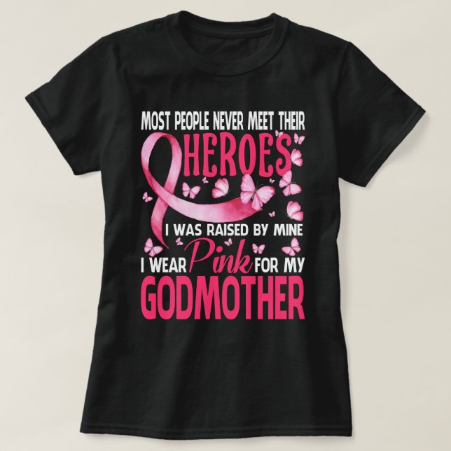 Camiseta Mis Héroes Llevo Rosado Por El Cáncer De Mama De D (Diseño del anverso)
