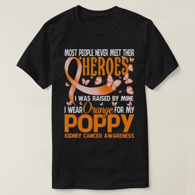 Camiseta Mis Héroes Llevo Un Naranja Para Mi Cáncer De Riñó (Diseño del anverso)