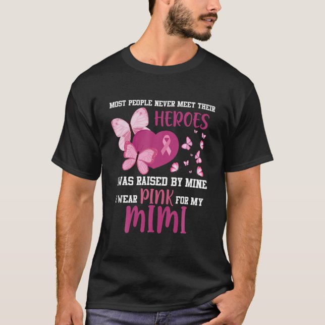 Camiseta Mis Héroes Que Uso Rosa Por Mi Cáncer De Mama (Anverso)