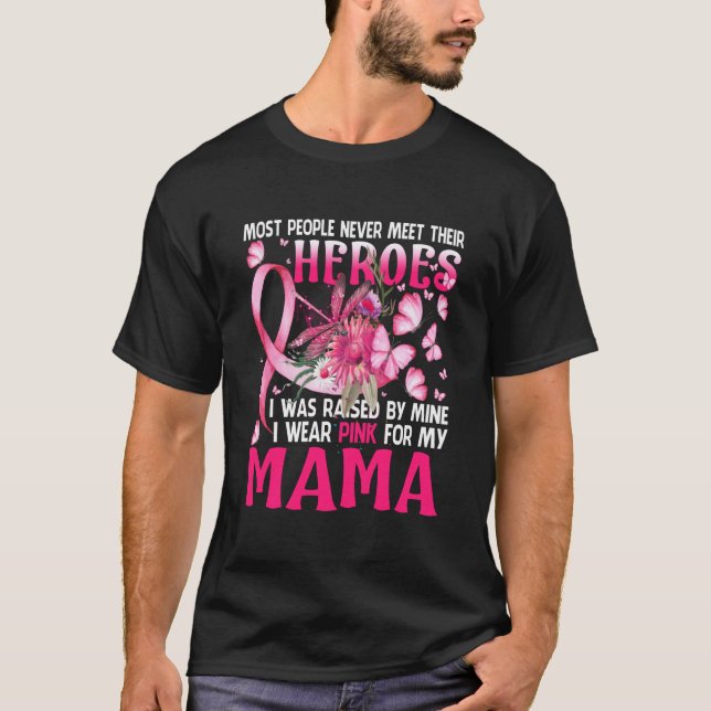 Camiseta Mis Héroes Que Uso Rosado Por Mi Mama Dragonfly Ma (Anverso)