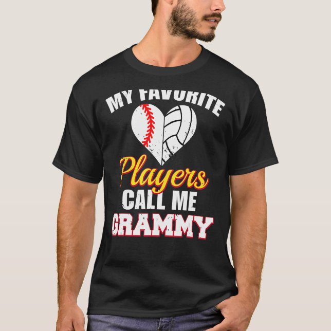 Camiseta Mis jugadores favoritos me llaman Grammy Béisbol V (Anverso)