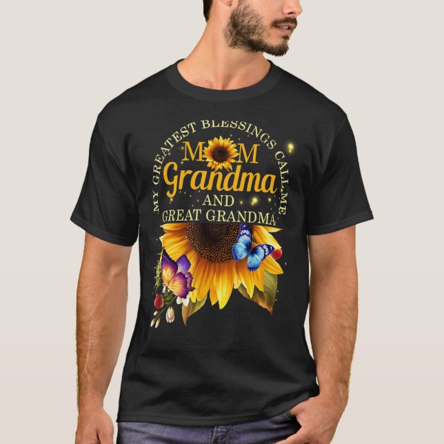 Camiseta Mis mejores bendiciones me llaman abuela y gran ma (Anverso)