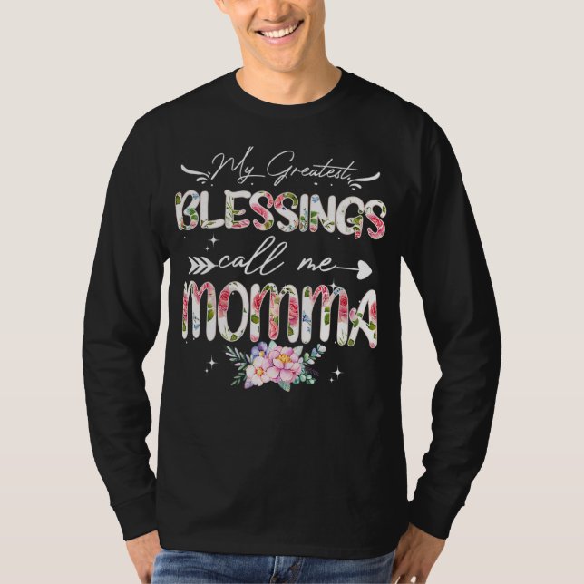 Camiseta Mis mejores bendiciones me llaman mamá abuela flor (Anverso)