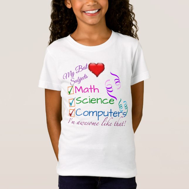 Camiseta Mis mejores temas - matemáticas, ciencia, (Anverso)