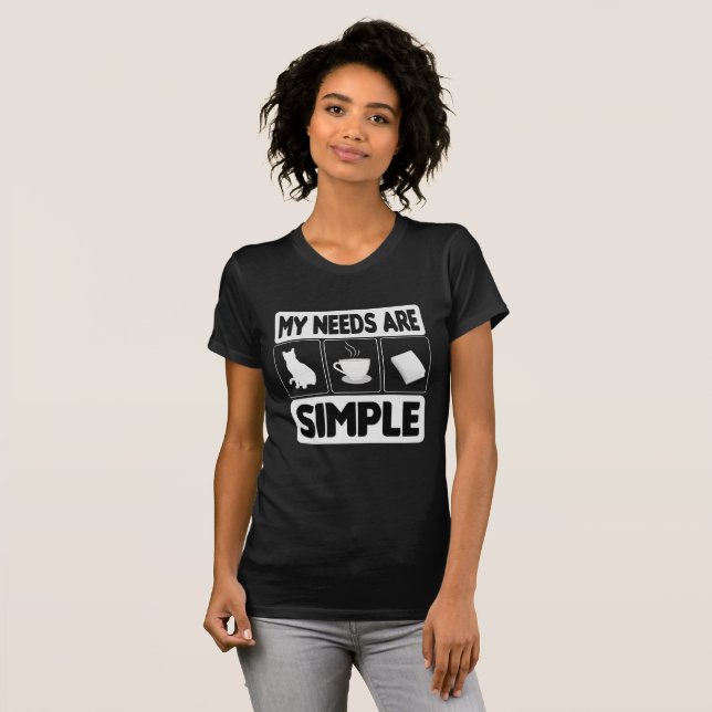Camiseta mis necesidades son simples - Libros de gato para  (Anverso completo)