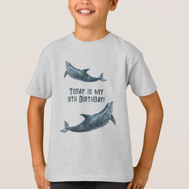Camiseta Mis Niños Cumpleaños Delfín Decir (Anverso)