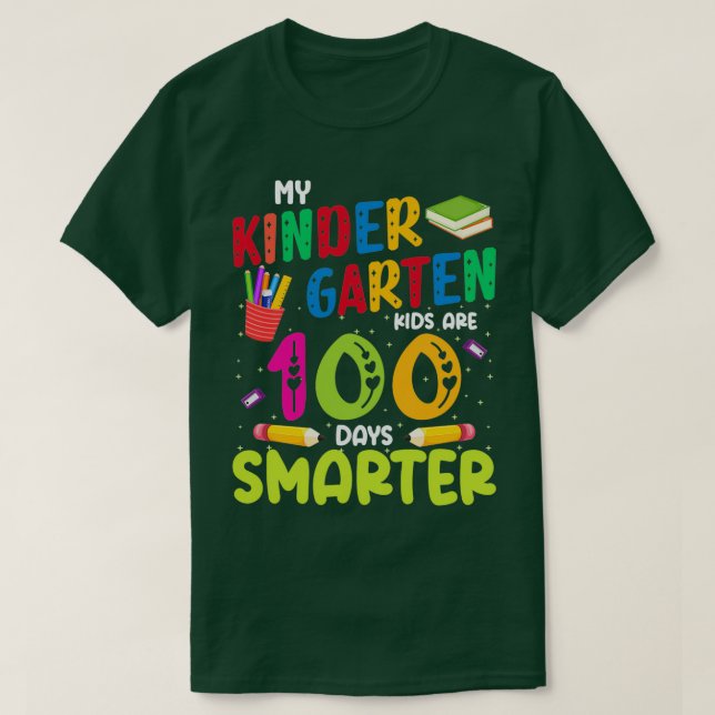 Camiseta Mis niños de kindergarten son 100 días más intelig (Diseño del anverso)