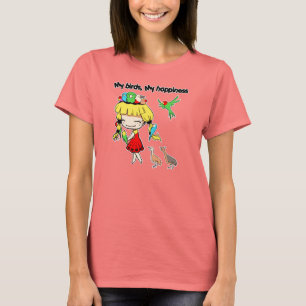Camiseta Mis pájaros mi dibujo animado lindo de la