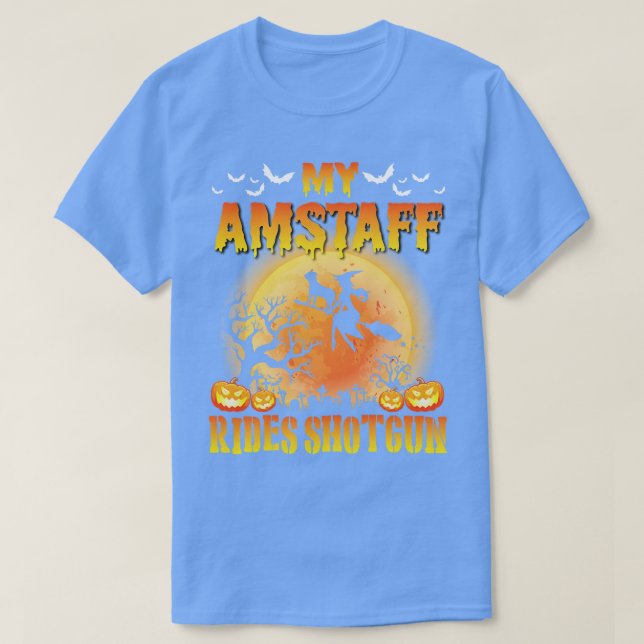 Camiseta Mis paseos de perro de Amstaff dispararon a perro  (Diseño del anverso)