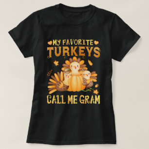 Camiseta Mis pavos favoritos me llaman Yaya en Acción de Gr