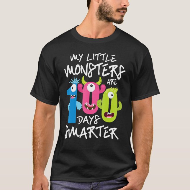 Camiseta Mis pequeños monstruos son 100 días más inteligent (Anverso)