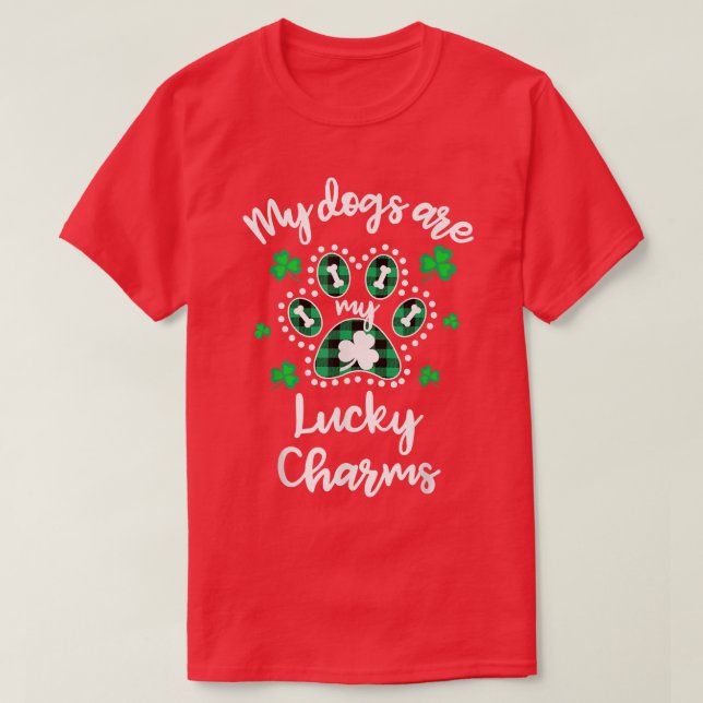 Camiseta Mis perros son mi Alegre Charms ShamrockSt Patrick (Diseño del anverso)
