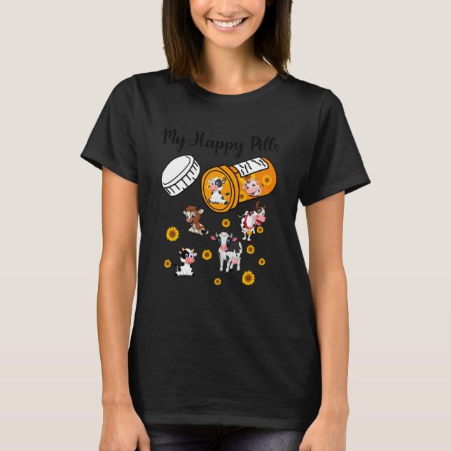 Camiseta Mis píldoras felices novillos de vaca dulce (Anverso)