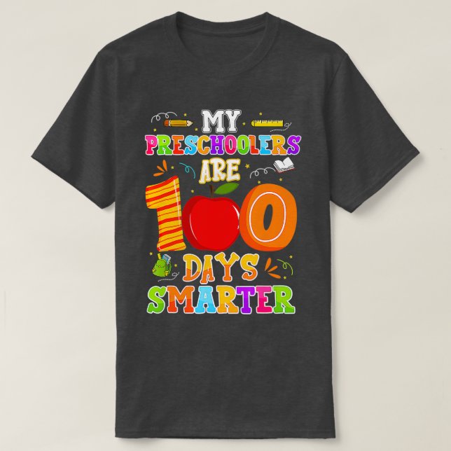 Camiseta Mis Preescolares Son 100 Días Más Inteligentes 100 (Diseño del anverso)