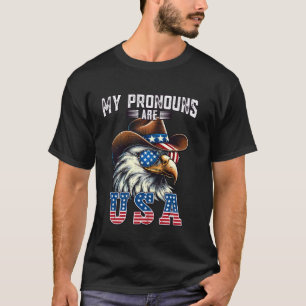 Camiseta Mis pronombres son USA Eagle American Cowboy Hat 4
