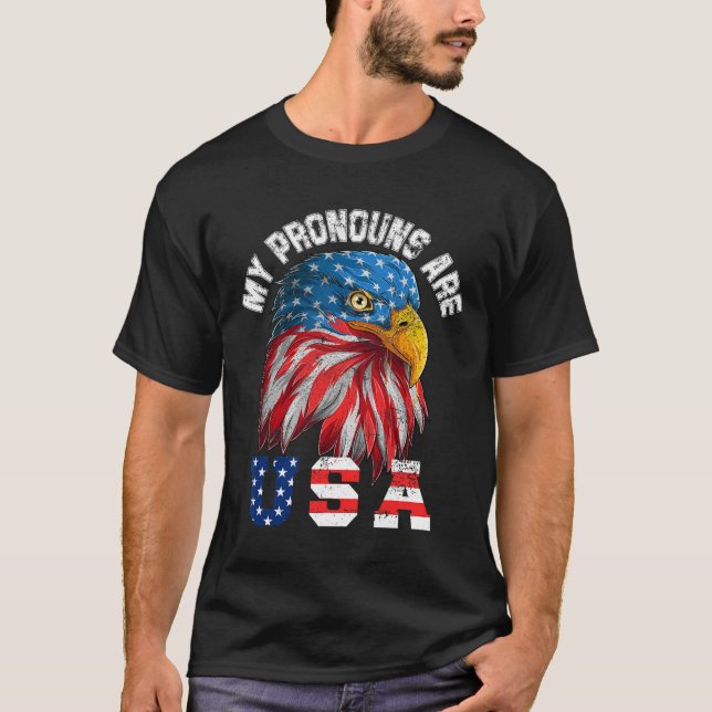 Camiseta Mis Pronouns Son Eeuu Funny Eagl 4 De Julio Améric (Anverso)