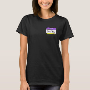 Camiseta Mis Pronunciantes Son Ellos Género Orgullo No Bina