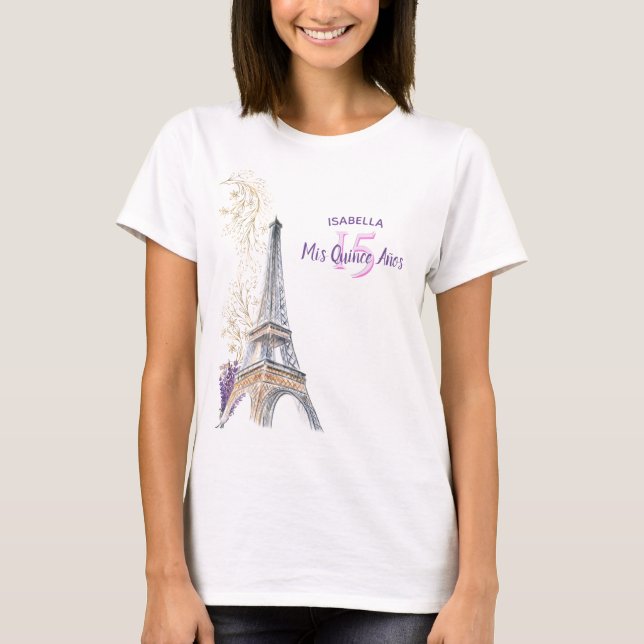 Camiseta Mis Quince Anos Paris Torre Eiffel Personalizado C (Anverso)