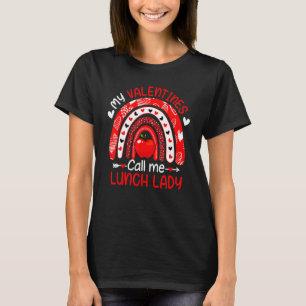 Camiseta Mis Valentines me llaman Lunch Lady Rainbow Valent