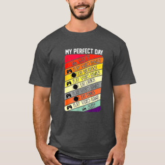 Camiseta Mis Videojuegos del Día Perfecto Rutina Diaria de