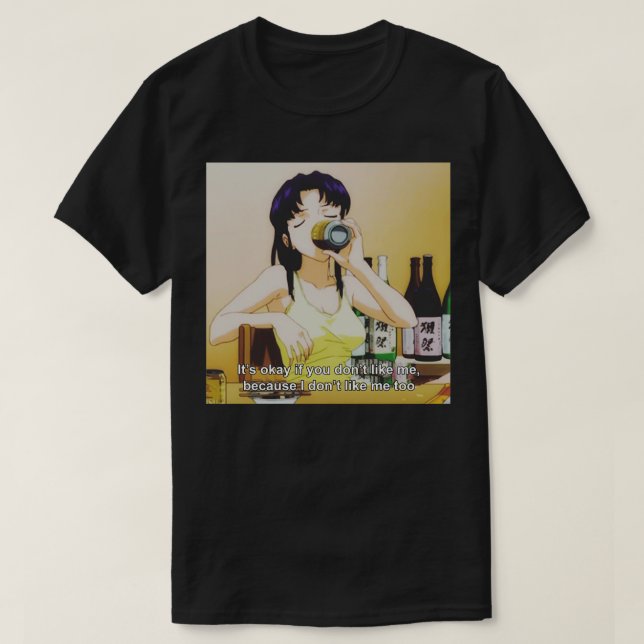 Camiseta Misato Katsuragi Drinking Yebisu Beer (Diseño del anverso)