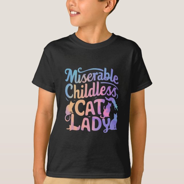 Camiseta Miserable dama de gato sin hijos (Anverso)