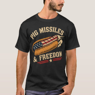 Camiseta Misiles de Cerdo y Libertad 4 de Julio Hot Dog BBQ