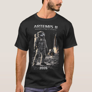 Camiseta Misión a la Luna Artemis 2026 Cohete Astronauta
