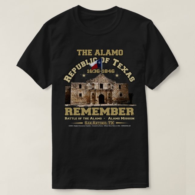 Camiseta Misión de Álamo de la República de Texas (Diseño del anverso)