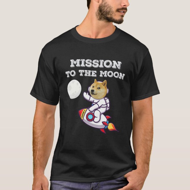 Camiseta Misión Doge-1 En La Luna Perro-Moneda Graciosa Shi (Anverso)