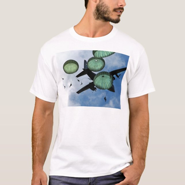 Camiseta Misión total del salto, paracaídas, ejército (Anverso)