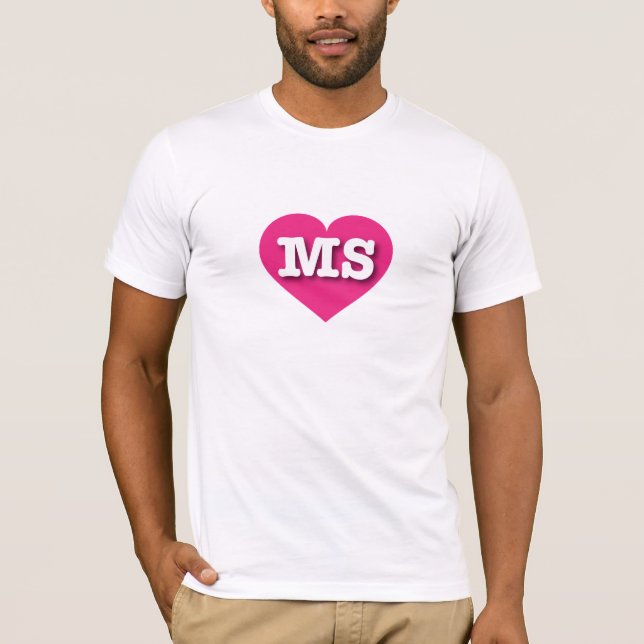 Camiseta Misisipi Corazón Rosa Caliente - Amo la EM (Anverso)