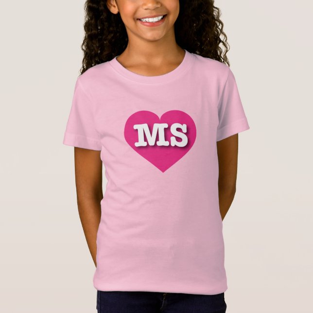 Camiseta Misisipi Corazón Rosa Caliente - Amo la EM (Anverso)